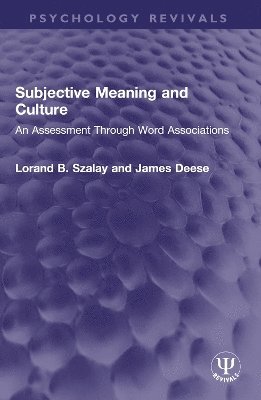 bokomslag Subjective Meaning and Culture