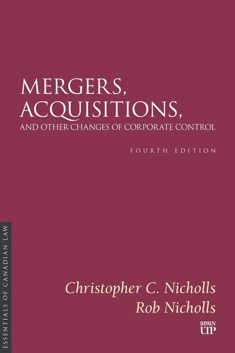 Christopher C. Nicholls, Rob Nicholls - Mergers, Acquisitions, and Other Changes of Corporate Control, Häftad
