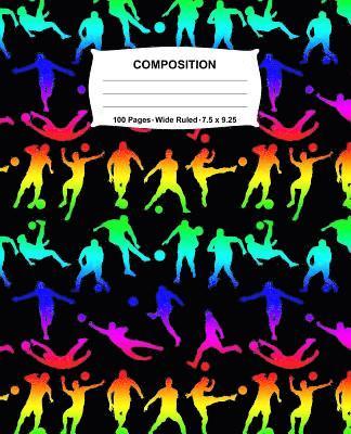 bokomslag Composition Notebook: Soccer Rainbow Neon Notebook Wide Ruled 100 Pages 7.5 x 9.25
