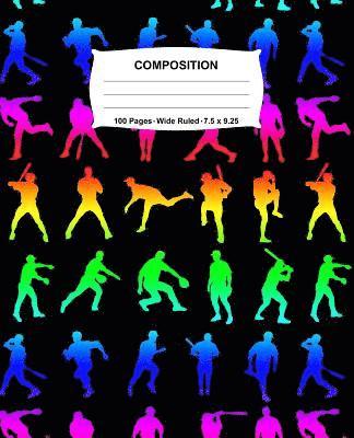 bokomslag Composition Notebook: Baseball Rainbow Neon Notebook Wide Ruled 100 Pages 7.5 x 9.25