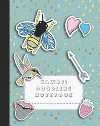 bokomslag Kawaii doodling notebook: A large composition notebooks with colouring pages for the school dreamer who likes to doodle whilst studying - Turquo