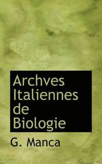 bokomslag Archves Italiennes de Biologie