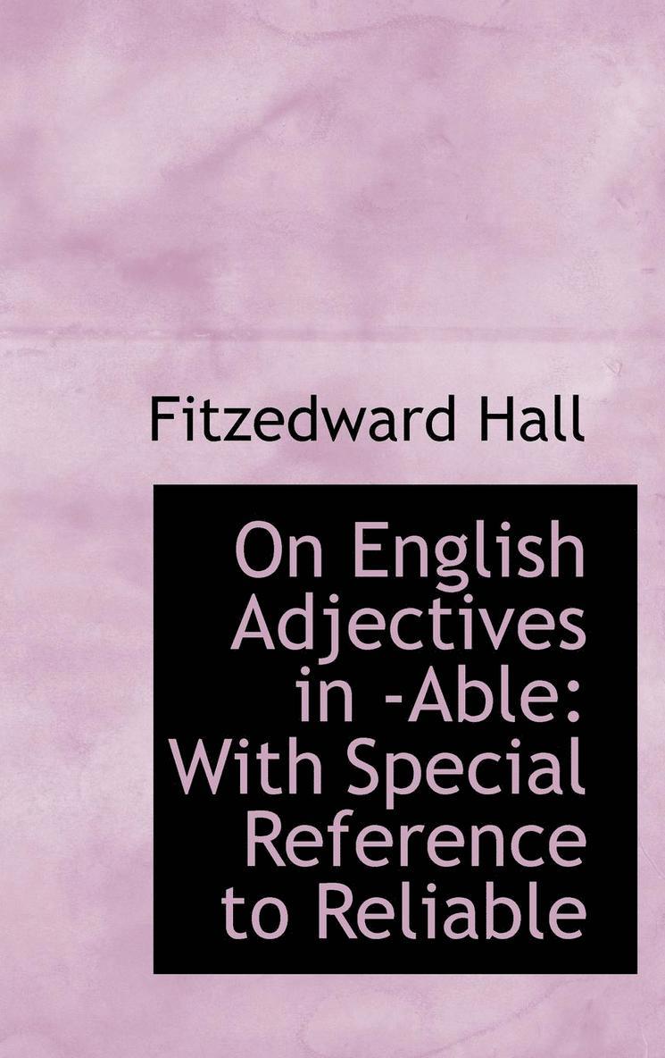 On English Adjectives in -Able 1