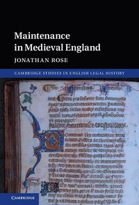 bokomslag Maintenance in Medieval England