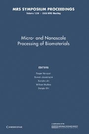 bokomslag Micro-and Nanoscale Processing of Bomaterials: Volume 1239