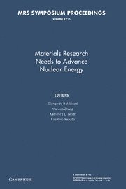 bokomslag Materials Research Needs to Advance Nuclear Energy: Volume 1215