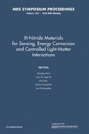 bokomslag III-Nitride Materials for Sensing, Energy Conversion and Controlled Light-Matter Interactions: Volume 1202