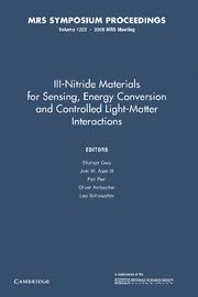 bokomslag III-Nitride Materials for Sensing, Energy Conversion and Controlled Light-Matter Interactions: Volume 1202