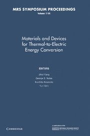 bokomslag Materials and Devices for Thermal-to-Electric Energy Conversion: Volume 1166