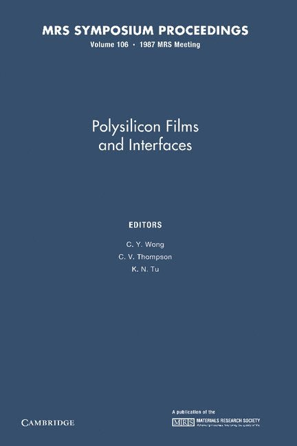 C. Y. Wong, C. V. Thompson, K. N. Tu - Polysilicon Films and Interfaces: Volume 106, Häftad