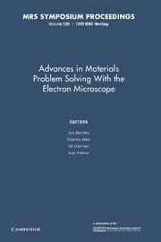 bokomslag Advances in Materials Problem Solving with the Electron Microscope: Volume 589