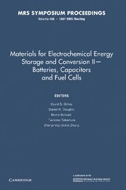 Materials for Electrochemical Energy Storage and Conversion II-Batteries, Capacitors and Fuel Cells: Volume 496 1