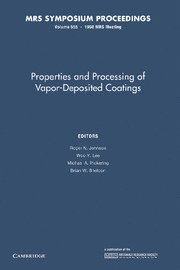 bokomslag Properties and Processing of Vapor-Deposited Coatings: Volume 555