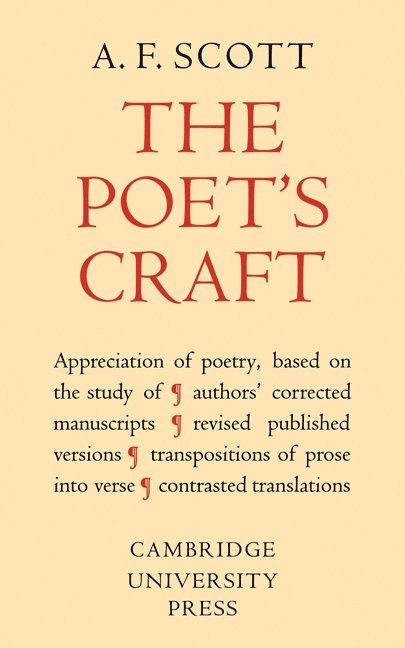 A. F. Scott - Poet's Craft, Häftad
