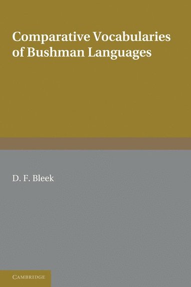 bokomslag Comparative Vocabularies of Bushman Languages