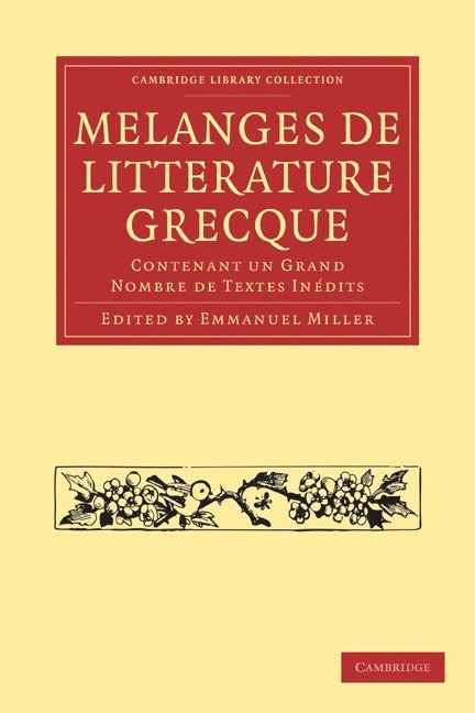 Mlanges de Littrature Grecque 1