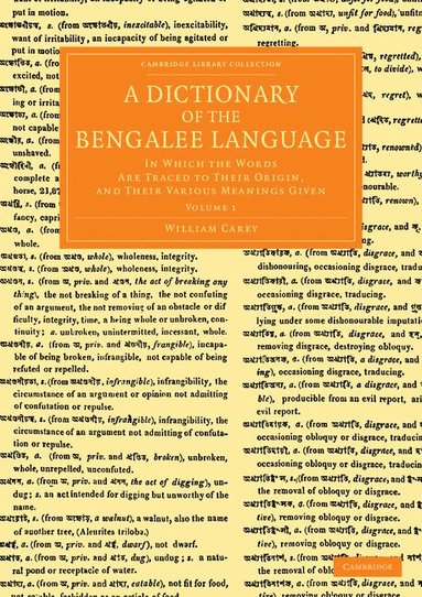 William Carey - A Dictionary of the Bengalee Language, Häftad