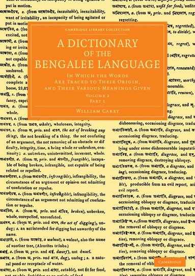 William Carey - A Dictionary of the Bengalee Language, Häftad