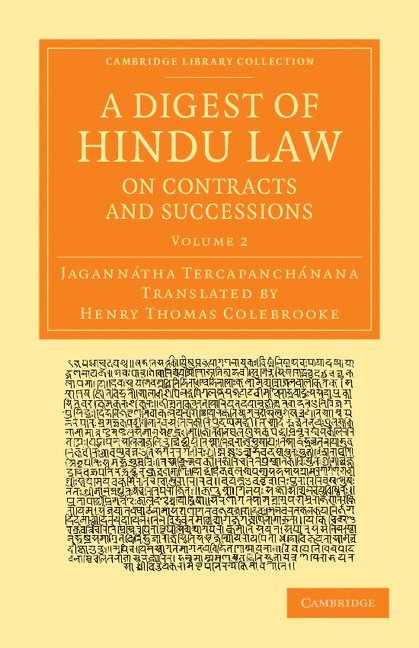 Jagannatha Tercapanchanana, Jagannantha Tarkapanachanana, Jagann Tha Tercapanch Nana - A Digest of Hindu Law, on Contracts and Successions, Häftad