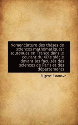 bokomslag Nomenclature des thses de sciences mathmatiques