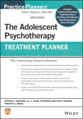 Arthur E. Jongsma Jr., L. Mark Peterson, William P. McInnis, Timothy J. Bruce, Michigan) Jongsma, Arthur E., Jr. (Psychological Consultants, Grand Rapids, USA) Peterson, L. Mark (Bethany Christian Service's Residential Treatment & Family Counseling Prog., Grand Rapids, MI, USA) McInnis, William P. (Psychological Consultants, Grand Rapids, MI, Illinois.) Bruce, Timothy J. (University of Illinois College of Medicine in Peoria, Arthur E. Jongsma, Arthur E Jongsma, L Mark Peterson, William P McInnis, Timothy J Bruce - Adolescent Psychotherapy Treatment Planner, Häftad