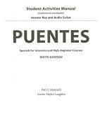 Sam Answer Key & Audioscript for Marinelli/Laughlin's Puentes, 6th