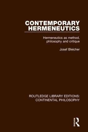 Josef Bleicher - Contemporary Hermeneutics, Häftad