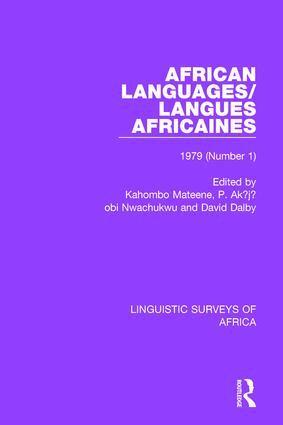 Kahombo Mateene, P. Akụjụobi Nwachukwu, David Dalby, Derek Nurse - African Languages/Langues Africaines, Inbunden