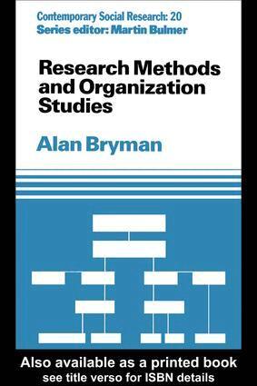 Alan Bryman - Research Methods and Organization Studies, Inbunden