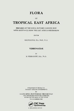 B Verdcourt, R.M. Polhill - Flora of Tropical East Africa - Verbenaceae (1992), Inbunden