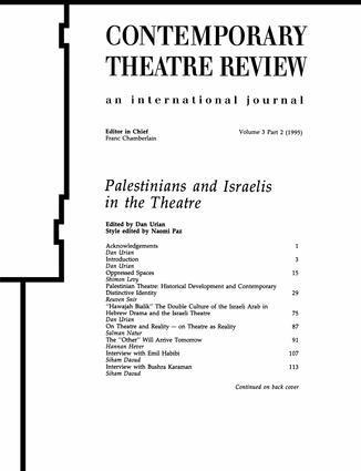 Dan Urian - Palestinians and Israelis in the Theatre, Inbunden