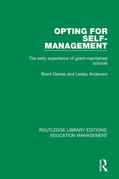 Brent Davies, Lesley Anderson - Opting for Self-management, Häftad