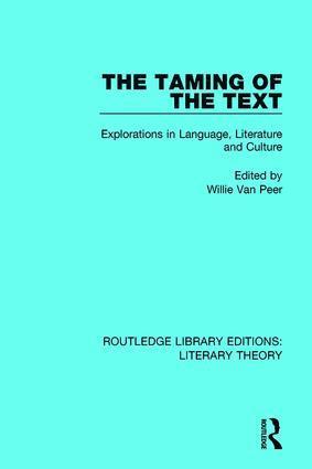 Willie Van Peer, Canada) Van Peer, Willie (University of Calgary, Willie Van Peer - Taming of the Text, Inbunden
