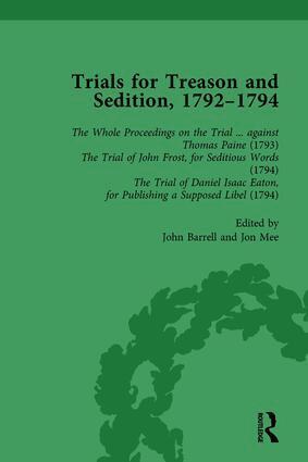 John Barrell, Jon Mee - Trials for Treason and Sedition, 1792-1794, Part I Vol 1, Inbunden