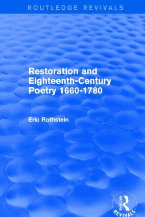 Eric Rothstein - Restoration and Eighteenth-Century Poetry 1660-1780 (Routledge Revivals), Inbunden