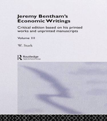 Jeremy Bentham's Economic Writings 1