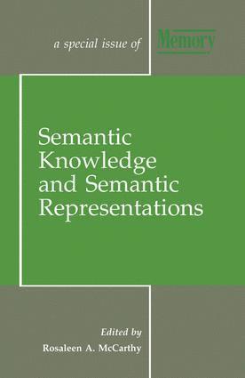 bokomslag Semantic Knowledge and Semantic Representations