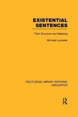 bokomslag Existential Sentences (RLE Linguistics B: Grammar)