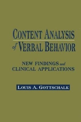 bokomslag Content Analysis of Verbal Behavior