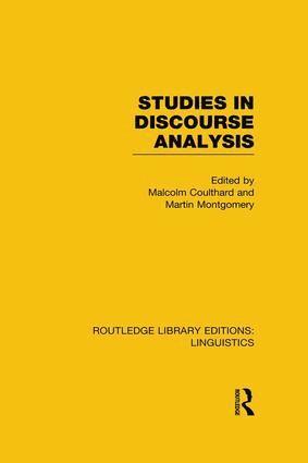 Studies in Discourse Analysis (RLE Linguistics B: Grammar) 1