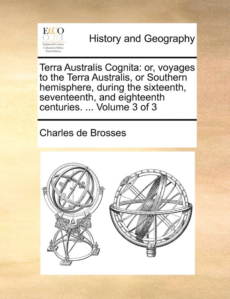 Charles de Brosses - Terra Australis Cognita, Häftad