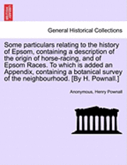 bokomslag Some Particulars Relating to the History of Epsom, Containing a Description of the Origin of Horse-Racing, and of Epsom Races. to Which Is Added an Ap