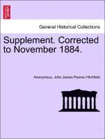 Anonymous, John James Pearce Hitchfield - Supplement. Corrected to November 1884., Häftad