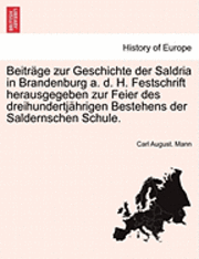bokomslag Beitr GE Zur Geschichte Der Saldria in Brandenburg A. D. H. Festschrift Herausgegeben Zur Feier Des Dreihundertj Hrigen Bestehens Der Saldernschen Schule.