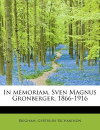bokomslag In Memoriam, Sven Magnus Gronberger, 1866-1916