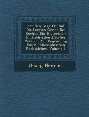 bokomslag Ber Den Begriff Und Die Letzten Gr Nde Des Rechts