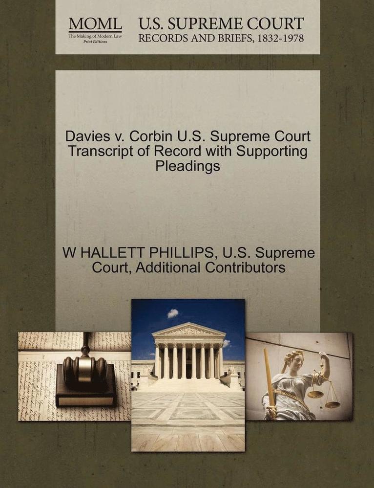 Davies V. Corbin U.S. Supreme Court Transcript of Record with Supporting Pleadings 1