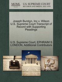 bokomslag Joseph Burstyn, Inc v. Wilson U.S. Supreme Court Transcript of Record with Supporting Pleadings