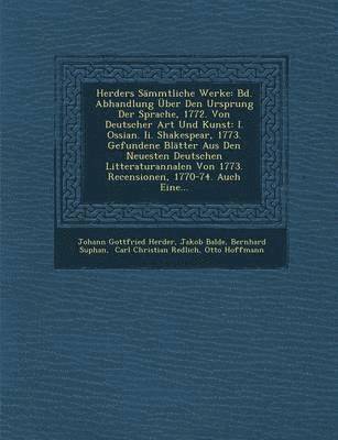 Johann Gottfried Herder, Jakob Balde, Bernhard Suphan - Herders Sämmtliche Werke, Häftad