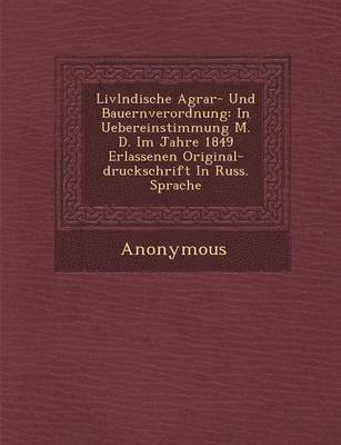 bokomslag LIVL Ndische Agrar- Und Bauernverordnung